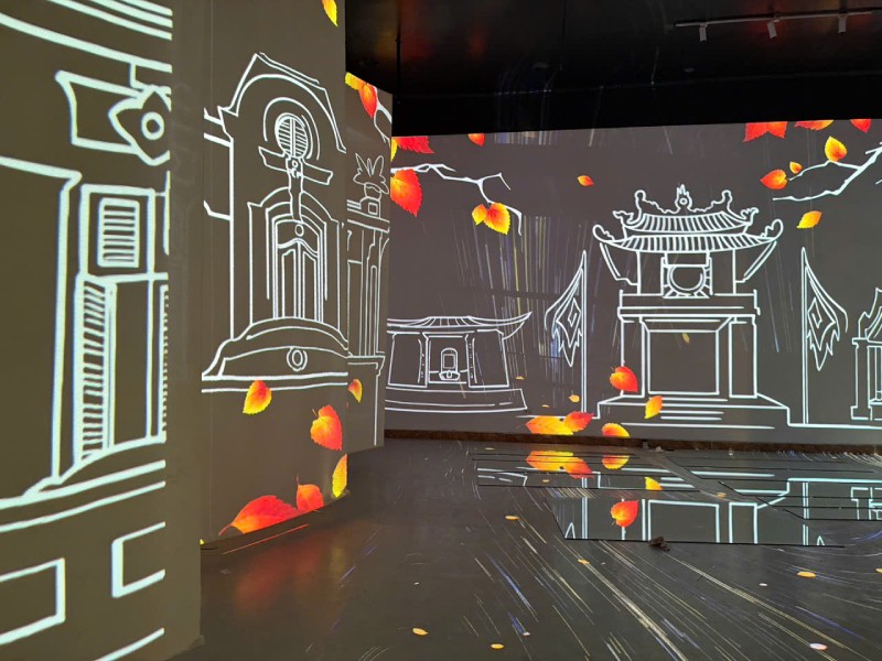 Không gian triển lãm số Hà Nội Rạng Rỡ - Ánh sáng và Di sản tại Nhà triển lãm 93 Đinh Tiên Hoàng. Ảnh: Sở Văn hóa và Thể thao cung cấp.