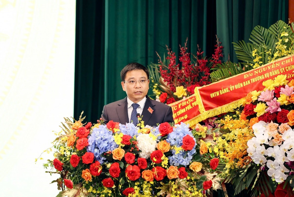 Bí thư Đảng uỷ, Bộ trưởng Bộ Tài chính Nguyễn Văn Thắng phát biểu khai mạc Đại hội đại biểu Đảng bộ Bộ Tài chính lần thứ nhất, nhiệm kỳ 2025 - 2030. Ảnh: Đức Thanh