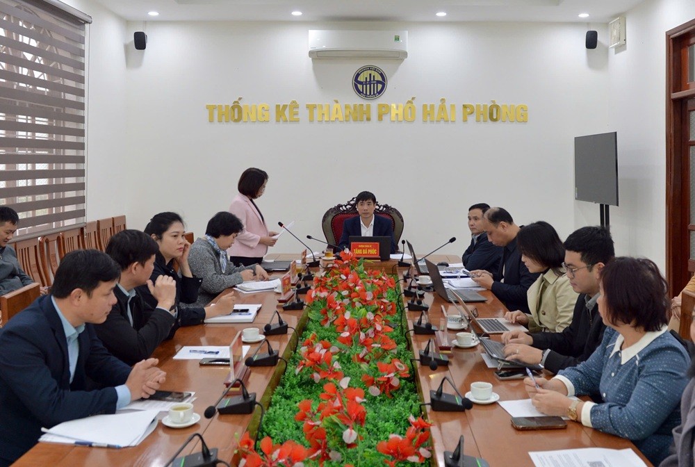Quang cảnh buổi họp báo công bố số liệu thống kê kinh tế - xã hội thành phố Hải Phòng năm 2025