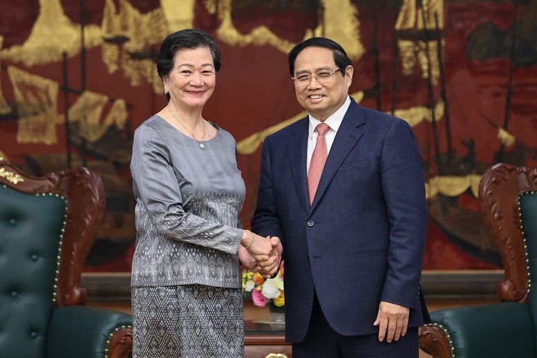 Thủ tướng Phạm Minh Chính tiếp Đại sứ Campuchia Chea Kimtha - Ảnh: VGP/Nhật Bắc