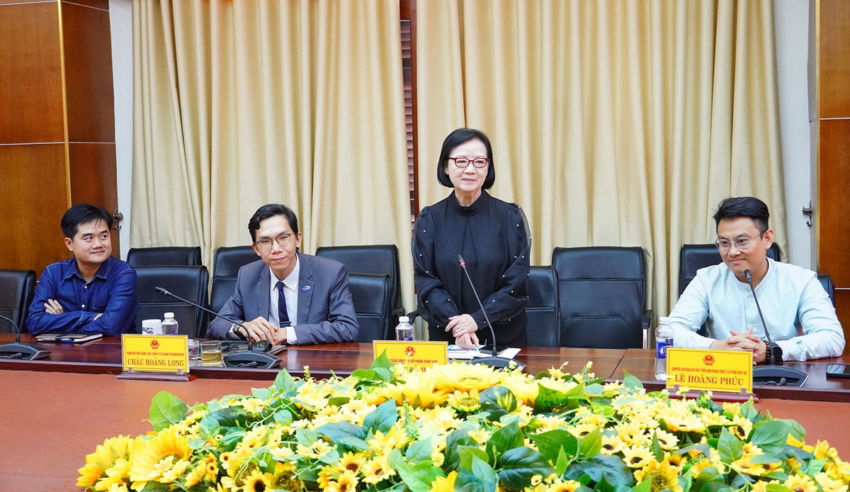 Chủ tịch HĐQT Công ty CP VSAP LAB Nguyễn Bích Yến phát biểu ý kiến tại buổi làm việc