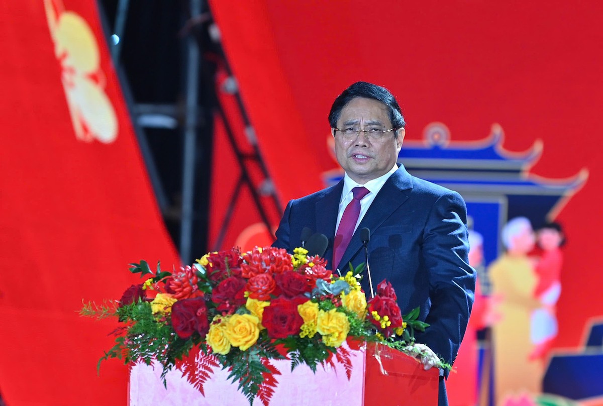 Thủ tướng Phạm Minh Chính phát biểu tại lễ bế mạc Hội chợ mùa Xuân 2026.