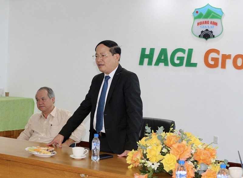 Ông Phạm Anh Tuấn, Chủ tịch UBND tỉnh Gia Lai phát biểu tại buổi làm việc với Tập đoàn Hoàng Anh Gia Lai. Ảnh: Ngọc Minh.