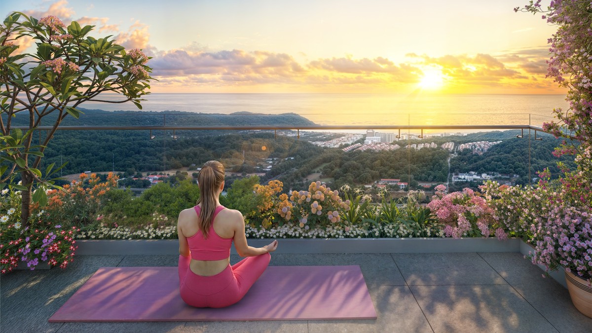 Dù nằm ở trung tâm lễ hội, căn hộ The Sunset vẫn giữ được sự yên tĩnh nhờ lợi thế trên cao. Ảnh: Sun Group.