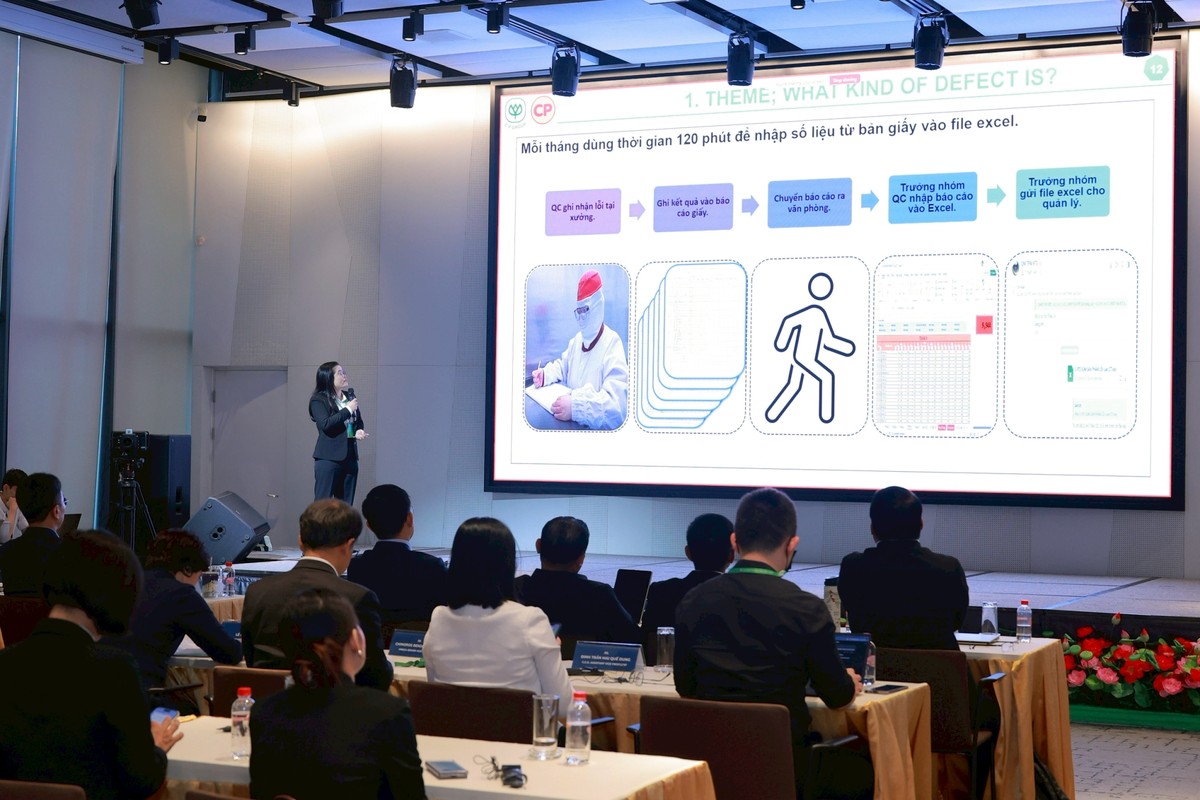 Đại diện nhóm dự án “số hóa dữ liệu theo thời gian thực” giới thiệu về quá trình triển khai và hiệu quả của dự án