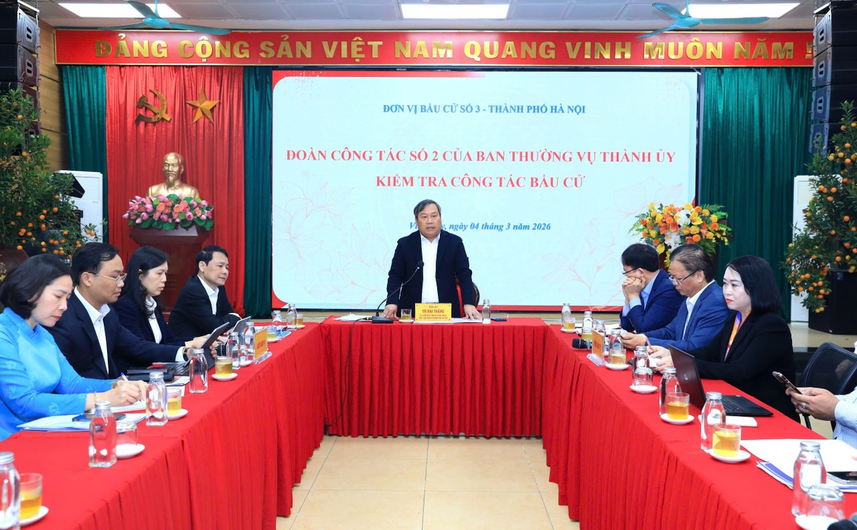 Chủ tịch UBND TP. Hà Nội Vũ Đại Thắng phát biểu tại buổi làm việc với Đơn vị bầu cử số 3 - TP. Hà Nội.