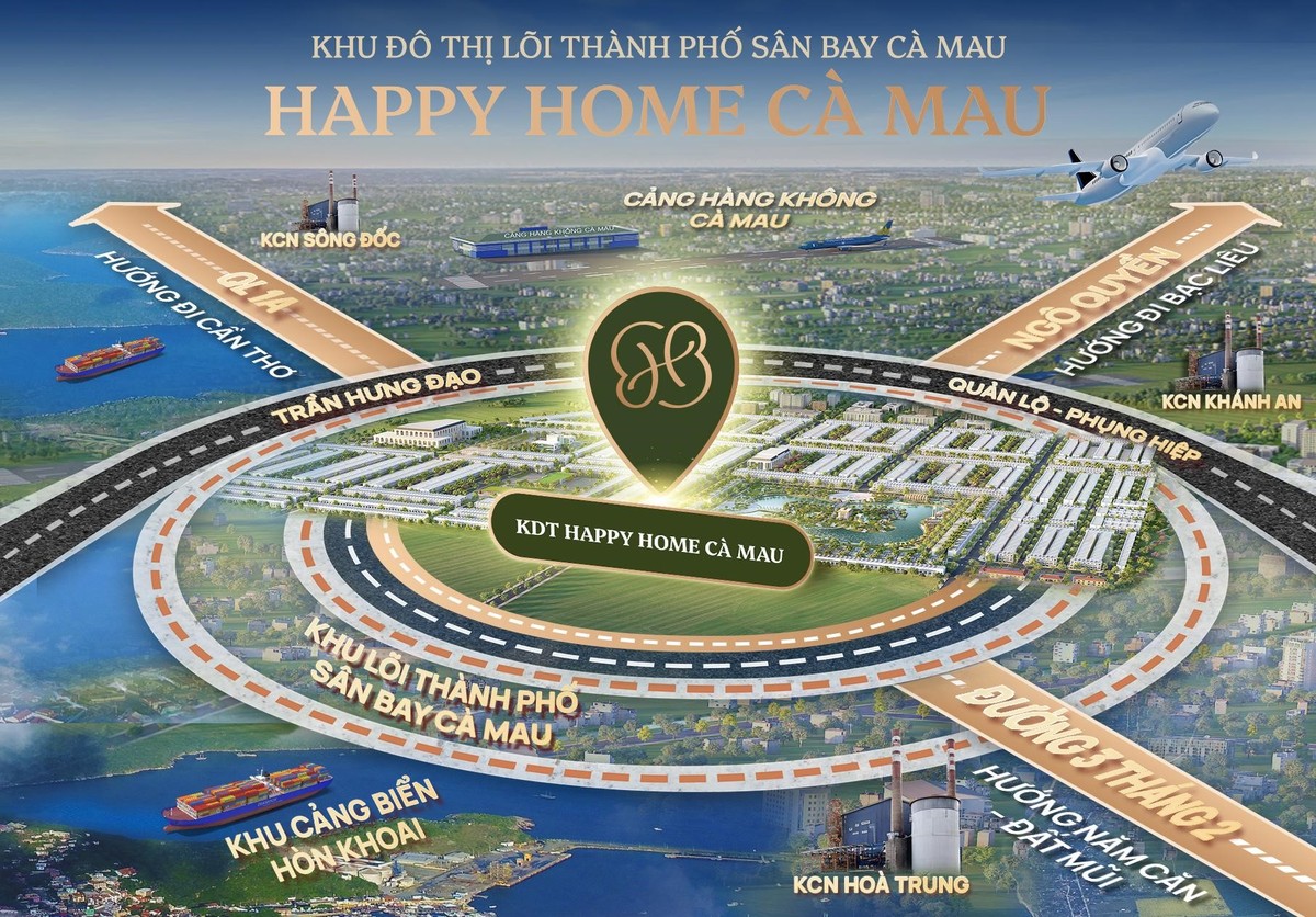 Happy Home Cà Mau gần kề sân bay, kết nối thuận tiện các trục giao thông chính.