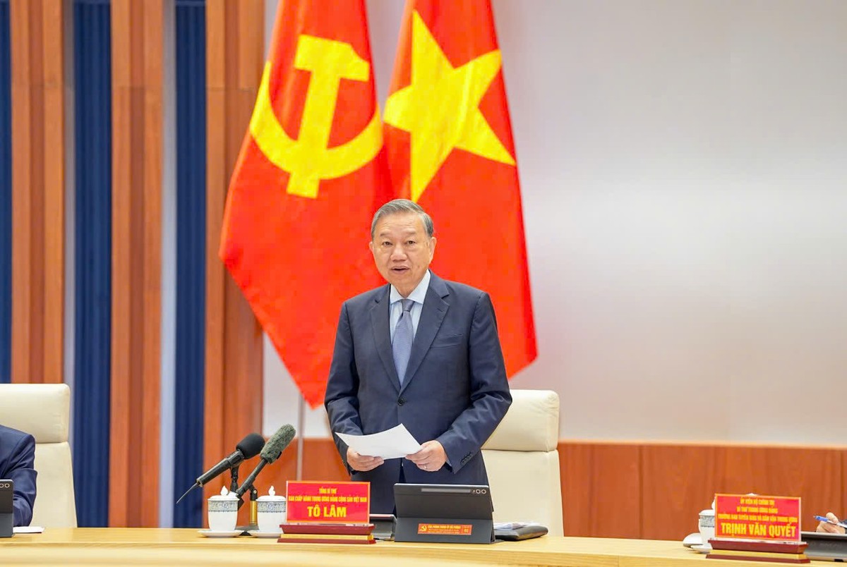 Tổng Bí thư Tô Lâm phát biểu tại buổi làm việc. Ảnh: Đàm Thanh