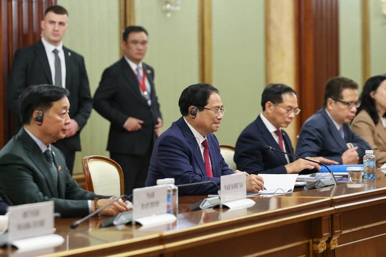 Các thành viên của đoàn Việt Nam tham gia hội đàm.