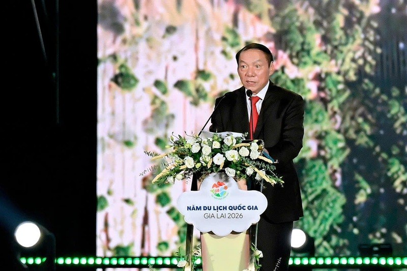 Bộ trưởng Bộ Văn hóa, Thể thao và Du lịch phát biểu khai mạc Năm Du lịch Quốc gia Gia Lai 2026.