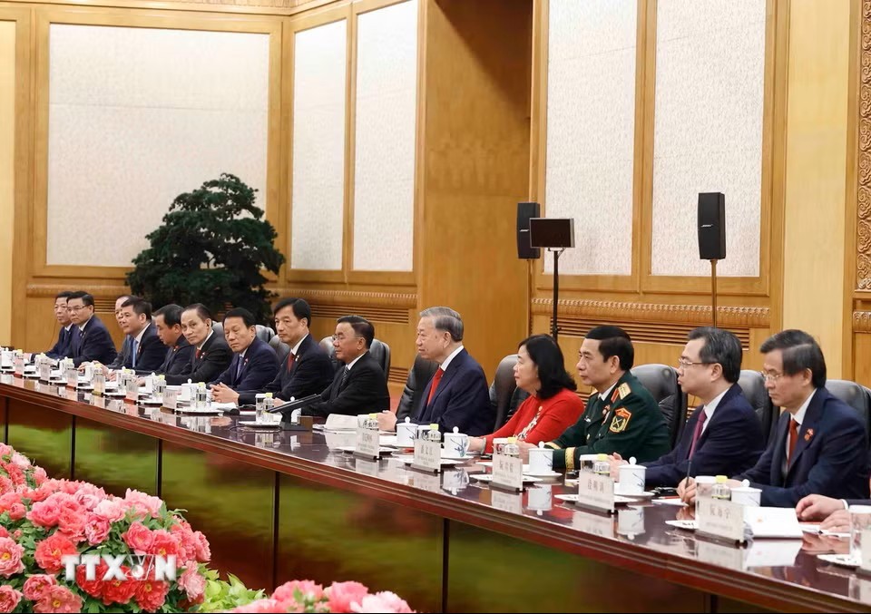 Tổng Bí thư, Chủ tịch nước Tô Lâm hội đàm với Tổng Bí thư, Chủ tịch nước Trung Quốc Tập Cận Bình. (Ảnh: Thống Nhất/TTXVN)