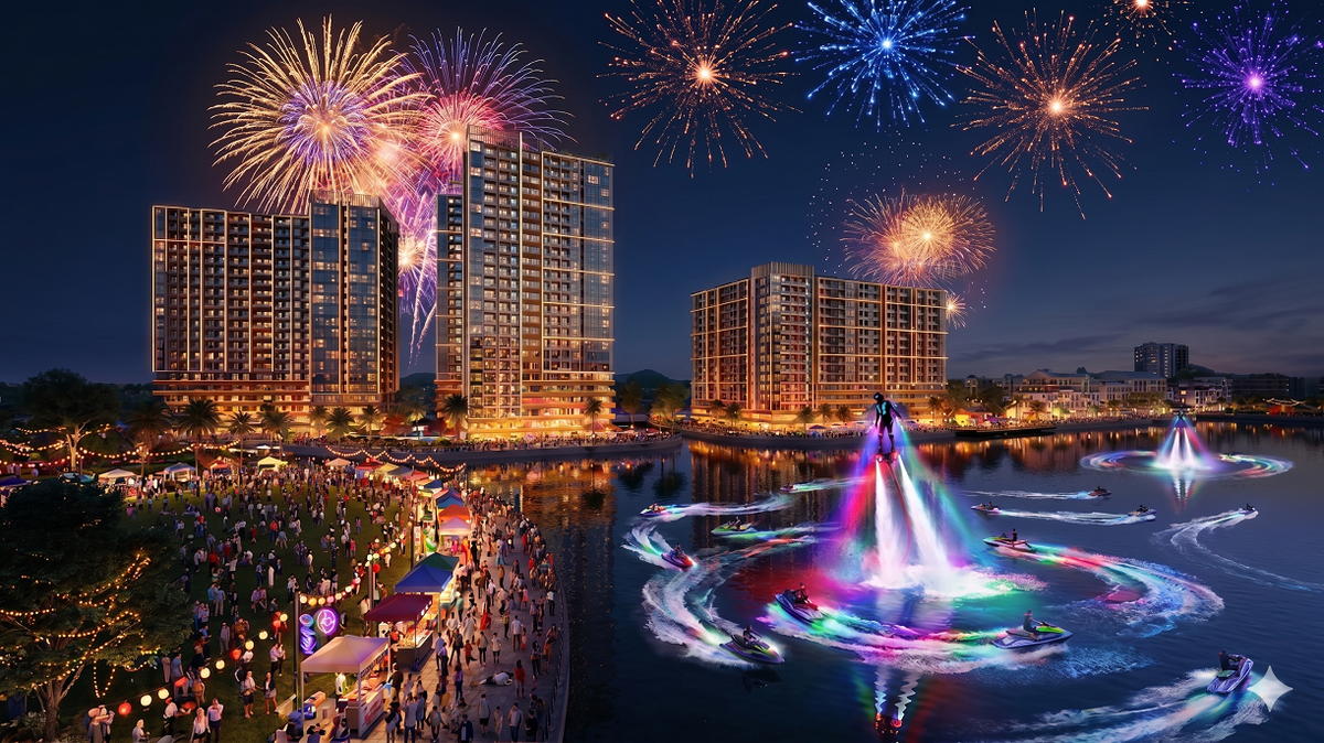 Phối cảnh Charmora City By Sun Group thắp sáng khi đêm về