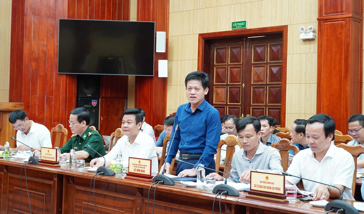 Phó Chủ tịch UBND tỉnh Quảng Trị Lê Văn Bảo phát biểu tại buổi làm việc.