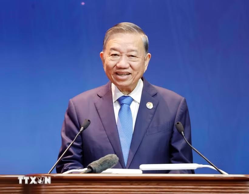 Tổng Bí thư, Chủ tịch nước Tô Lâm phát biểu chỉ đạo Đại hội XIV Công đoàn Việt Nam. (Ảnh: Thống Nhất/TTXVN)