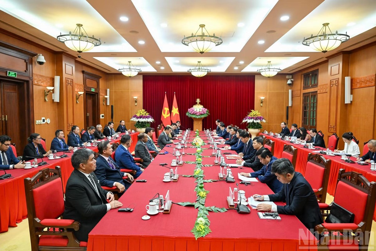 Quang cảnh cuộc tiếp tại Trụ sở Trung ương Đảng. (Ảnh: DUY LINH)