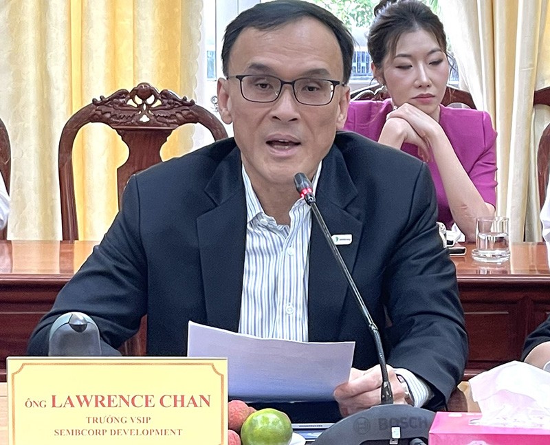Ông Lawrence Chan - Trưởng VSIP Sembcorp Development trân trọng cám ơn sự hỗ trợ của lãnh đạo TP. Cần Thơ đối với VSIP Cần Thơ