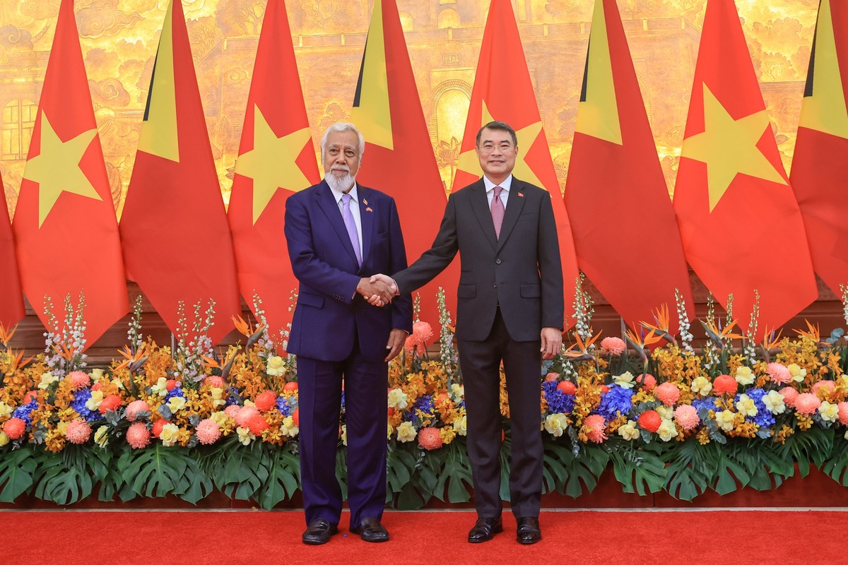 Thủ tướng Chính phủ Lê Minh Hưng và Thủ tướng Timor-Leste Kay Rala Xanana Gusmão. Ảnh: Đức Thanh.