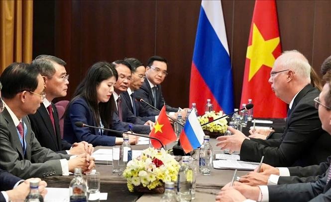 Thủ tướng Chính phủ Lê Minh Hưng tiếp Tổng Giám đốc Quỹ Đầu tư trực tiếp Nga. (Ảnh: TTXVN)