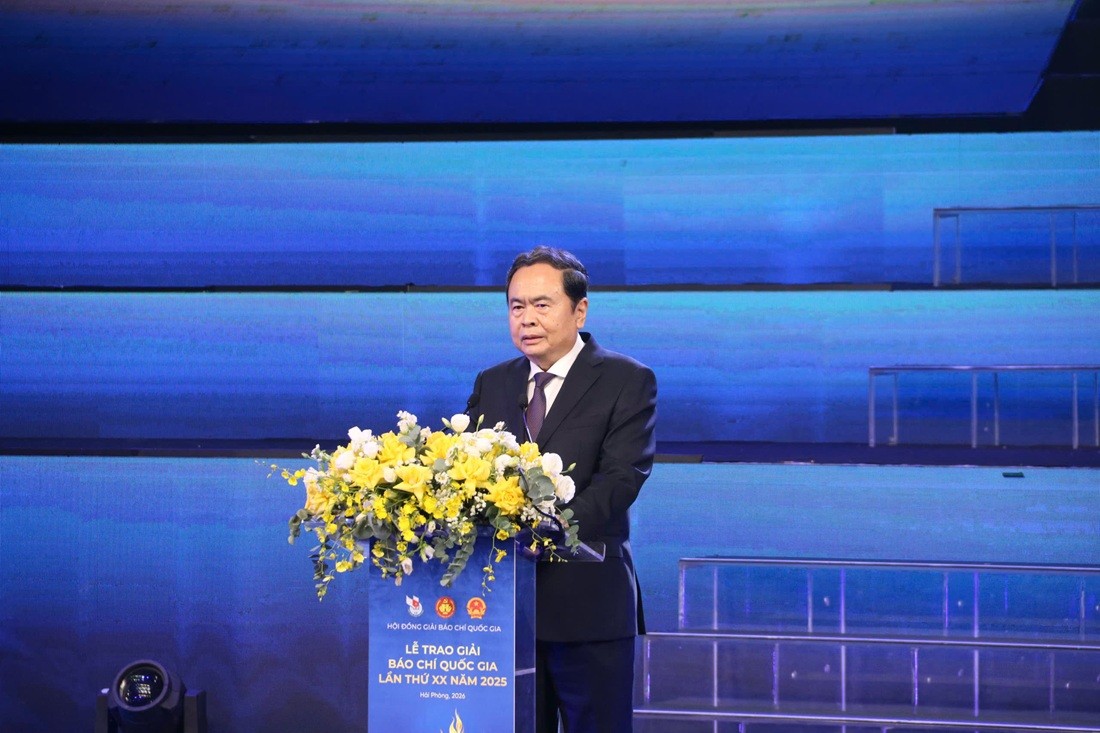 Chủ tịch Quốc hội Trần Thanh Mẫn phát biểu chỉ đạo tại Lễ trao giải Báo chí quốc gia lần thứ XX, năm 2025. Chủ tịch Quốc hội Trần Thanh Mẫn phát biểu chỉ đạo tại Lễ trao giải Báo chí quốc gia lần thứ XX, năm 2025.