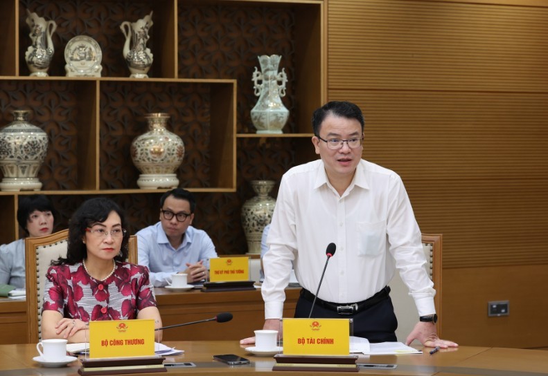 Thứ trưởng Bộ Tài chính Trần Quốc Phương phát biểu tại cuộc họp. Ảnh: VGP