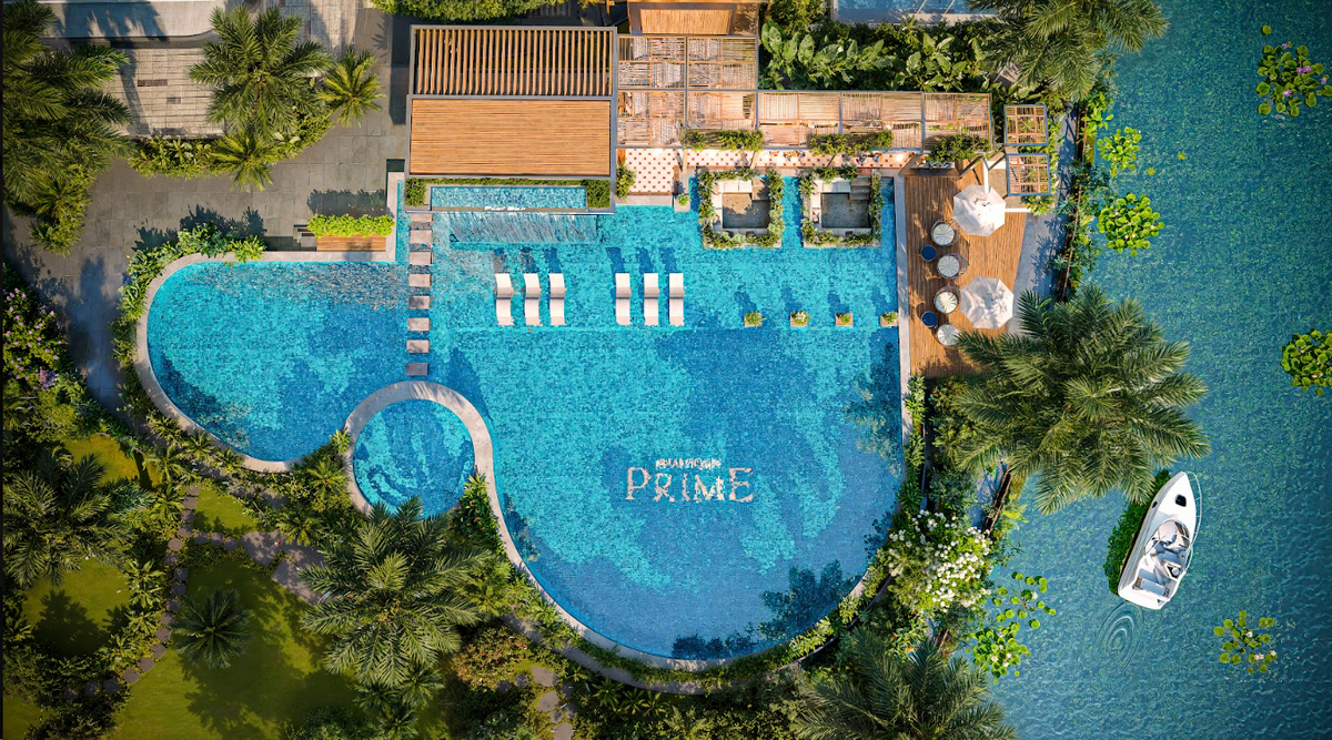 Hồ bơi muối khoáng - điểm chạm nghỉ dưỡng mỗi ngày giữa không gian resort compound ven sông Khải Hoàn Prime