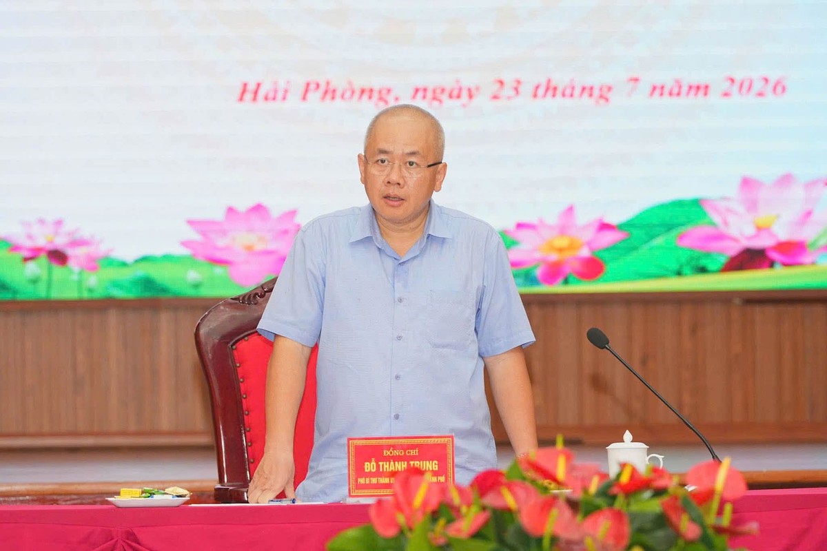 Ông Đỗ Thành Trung, Chủ tịch UBND TP. Hải Phòng phát biểu tại cuộc làm việc. Ảnh: Đàm Thanh Ông Đỗ Thành Trung, Chủ tịch UBND TP. Hải Phòng phát biểu tại cuộc làm việc. Ảnh: Đàm Thanh