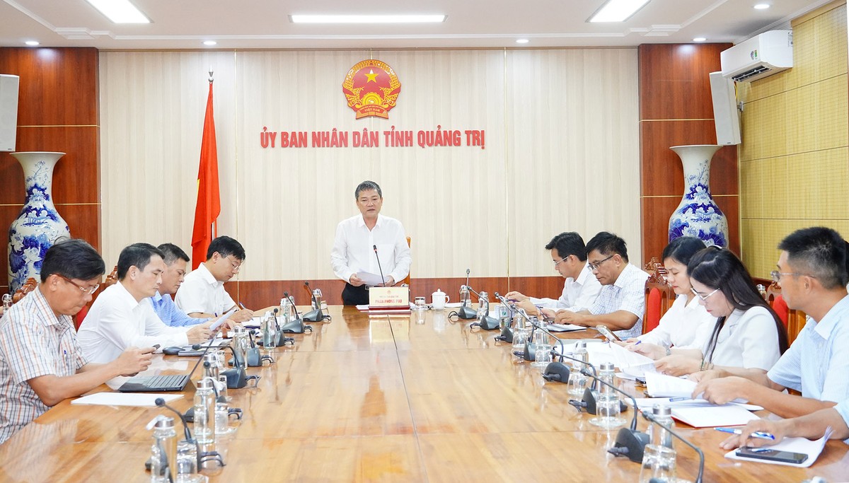 Phó Chủ tịch UBND tỉnh Quảng Trị Phan Phong Phú phát biểu chỉ đạo tại cuộc họp. Ảnh: Trường Nhật