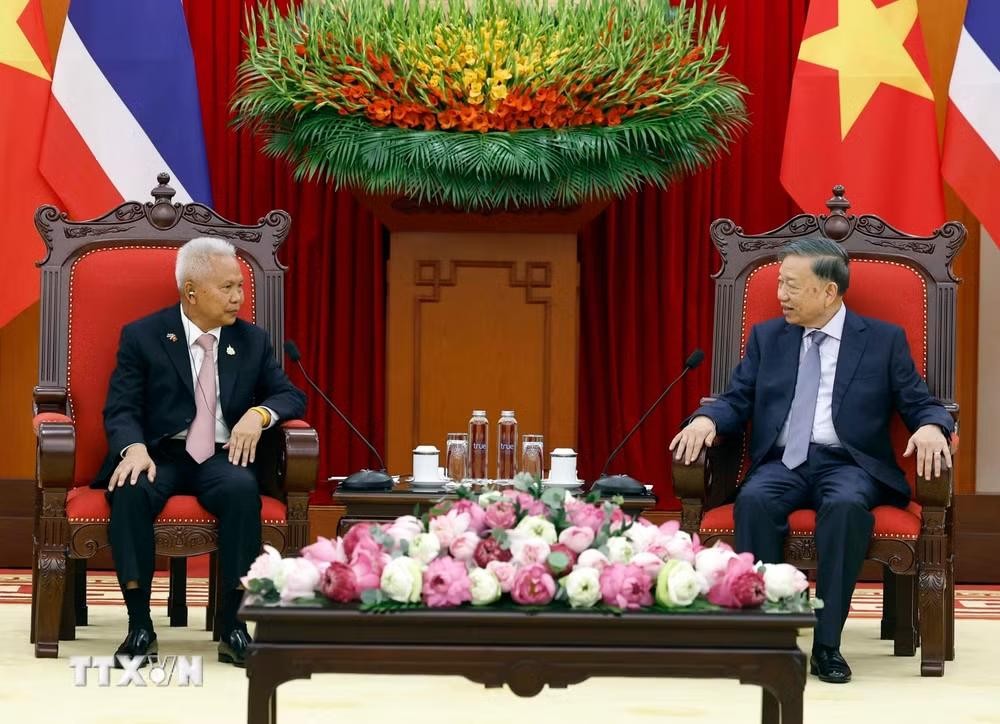 Tổng Bí thư, Chủ tịch nước Tô Lâm tiếp Chủ tịch Quốc hội kiêm Chủ tịch Hạ viện Thái Lan Sophon Zaram. (Ảnh: Thống Nhất/TTXVN) Tổng Bí thư, Chủ tịch nước Tô Lâm tiếp Chủ tịch Quốc hội kiêm Chủ tịch Hạ viện Thái Lan Sophon Zaram. (Ảnh: Thống Nhất/TTXVN)