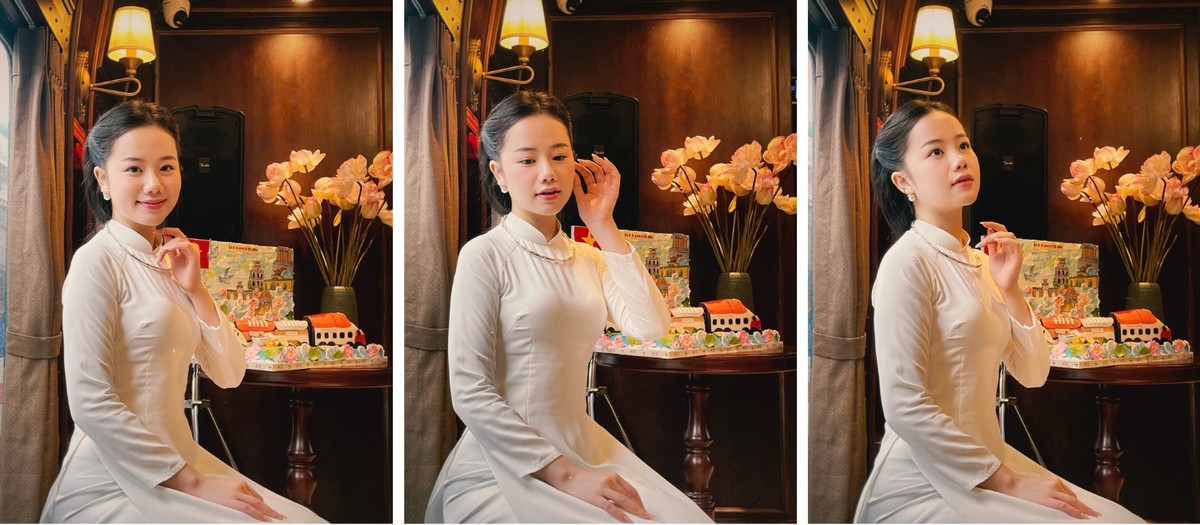 Hình ảnh thiếu nữ trong tà áo dài góp phần tôn lên vẻ duyên dáng của không gian văn hóa trên Tàu Hà Nội 5 Cửa Ô. Hình ảnh thiếu nữ trong tà áo dài góp phần tôn lên vẻ duyên dáng của không gian văn hóa trên Tàu Hà Nội 5 Cửa Ô.