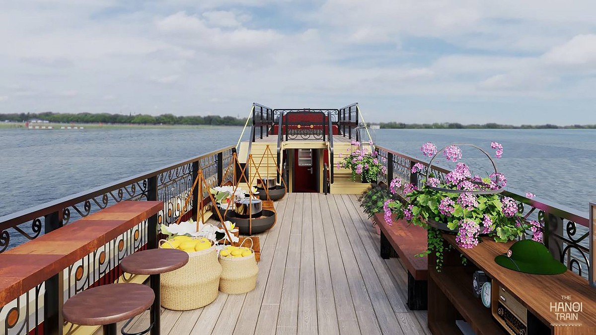Toa check-in ngoài trời được thiết kế như một khoảng không gian mở, giúp du khách ngắm cảnh, đón gió và ghi lại những khoảnh khắc ấn tượng trên đường ray. Toa check-in ngoài trời được thiết kế như một khoảng không gian mở, giúp du khách ngắm cảnh, đón gió và ghi lại những khoảnh khắc ấn tượng trên đường ray.