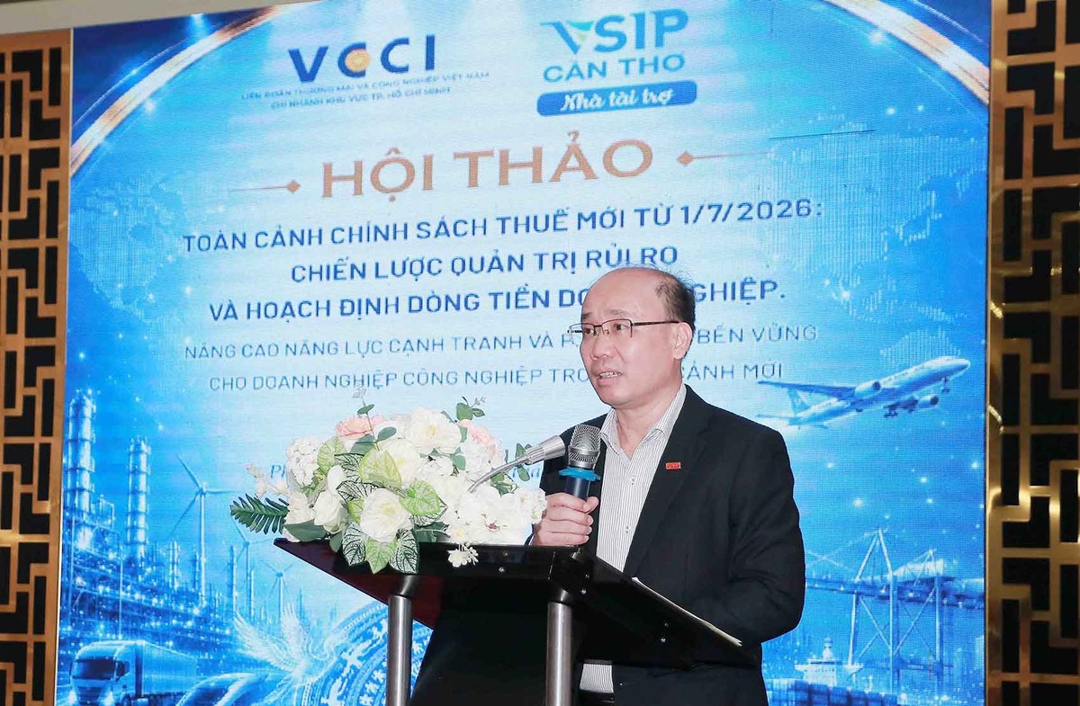 Ông Nguyễn Hữu Trường, Phó giám đốc VCCI-HCM khuyến nghị quản trị thuế cần được xem là một bộ phận của quản trị rủi ro và quản trị tài chính, thay vì chỉ là công việc của bộ phận kế toán. Ảnh: TT