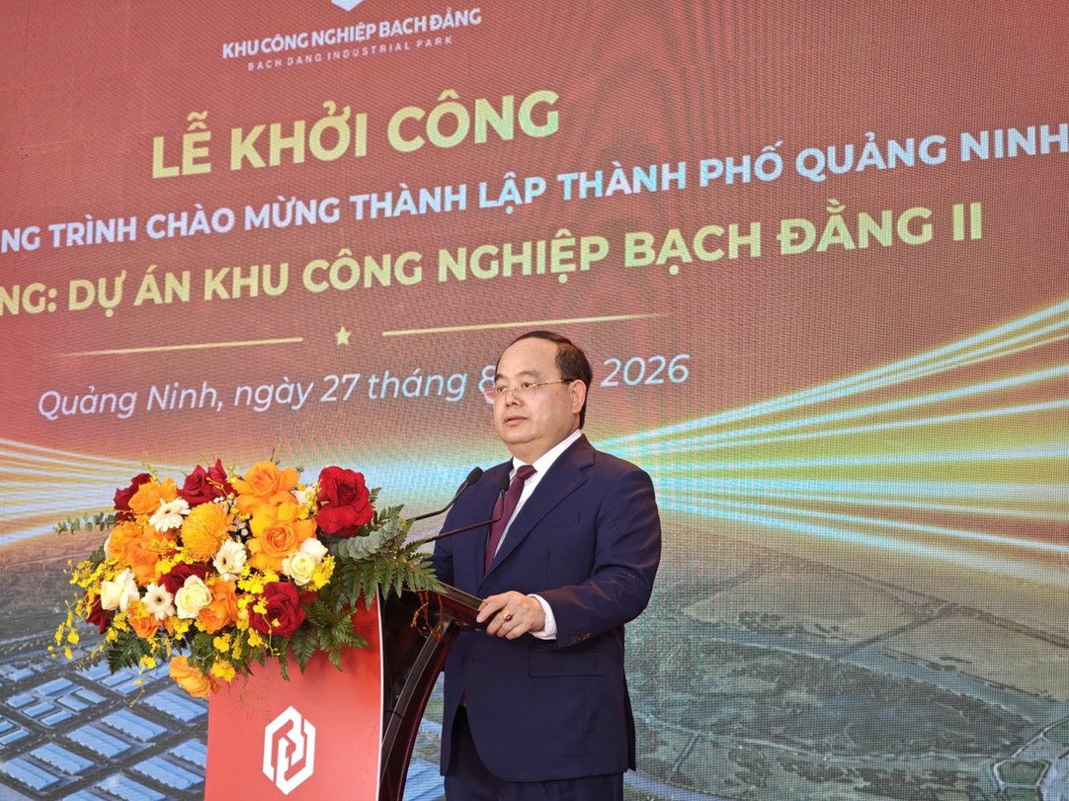 Ông Quản Minh Cường, Bí thư Tỉnh uỷ Quảng Ninh phát biểu.
