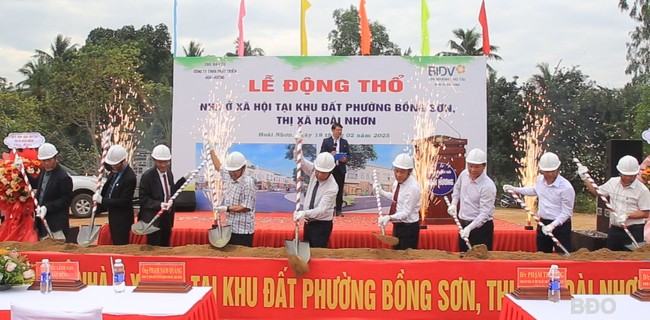 Dự án Nhà ở xã hội tại khu đất phường Bồng Sơn được động thổ vào tháng 2/2025. Ảnh: Ánh Nguyệt.