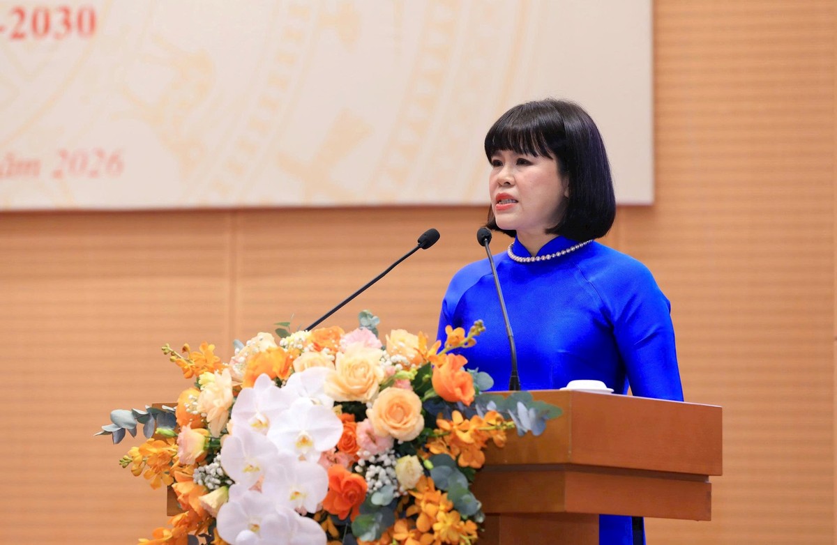 Giám đốc Ngân hàng Nhà nước Chi nhánh Khu vực I Nguyễn Thị Hòa phát biểu tại hội nghị.