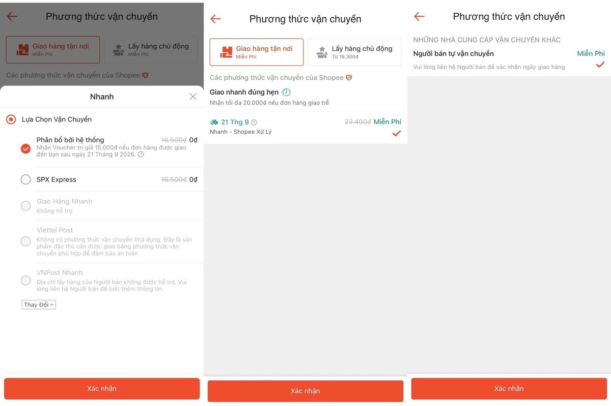 Trên nền tảng thương mại điện tử Shopee, mỗi đơn hàng lại có một trạng thái lựa chọn nhà giao hàng khác nhau.
