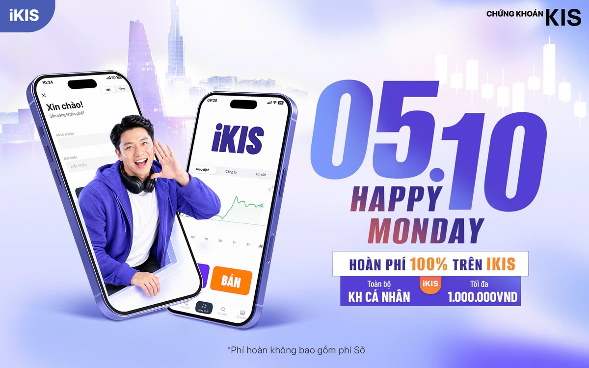 Happy Monday áp dụng cho khách hàng cá nhân giao dịch cổ phiếu trên ứng dụng iKIS vào thứ Hai đầu tiên mỗi tháng. Happy Monday áp dụng cho khách hàng cá nhân giao dịch cổ phiếu trên ứng dụng iKIS vào thứ Hai đầu tiên mỗi tháng.