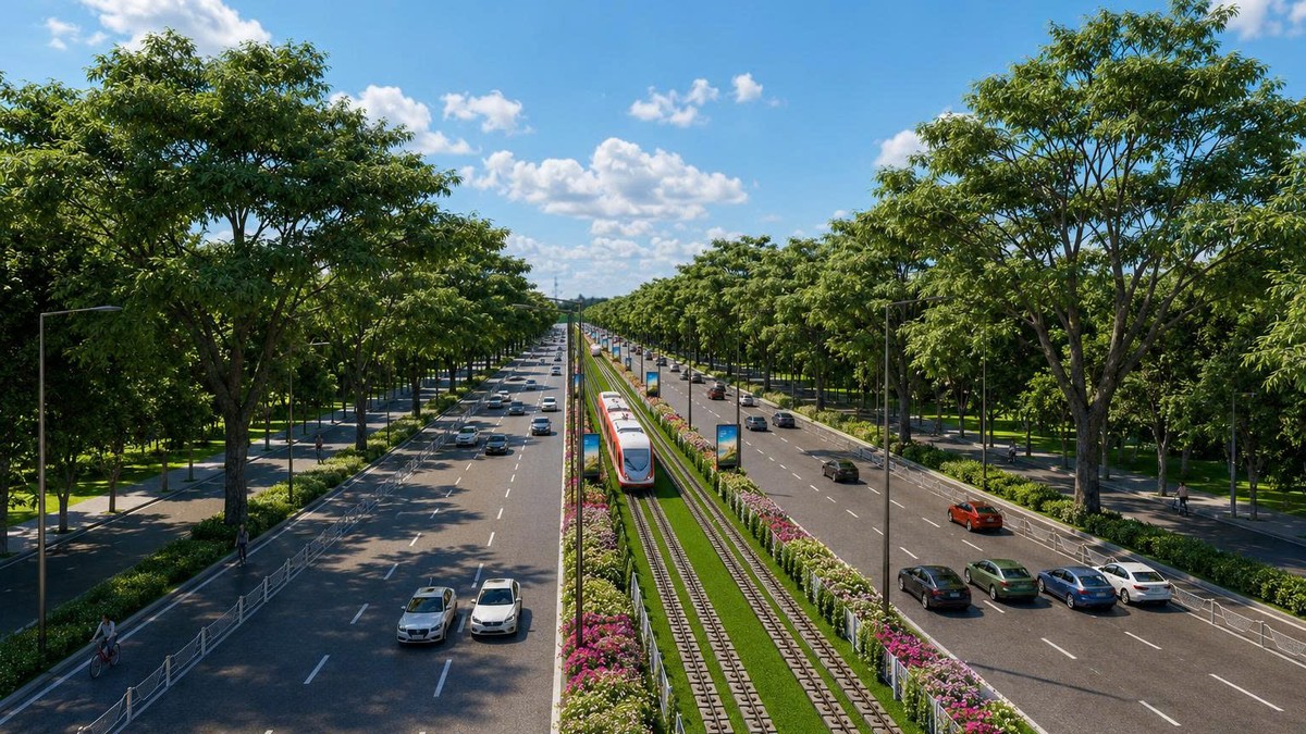 LRT được vận hành trên trục ĐT.975 – những mắt xích trong chuỗi hạ tầng đang được triển khai đồng thời tại Phú Quốc. Ảnh minh họa: Sun Group.