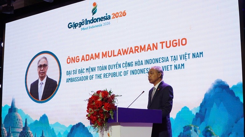 Đại sứ Indonesia tại Việt Nam Adam Mulawarman Tugio chia sẻ. Ảnh: T.D Đại sứ Indonesia tại Việt Nam Adam Mulawarman Tugio chia sẻ. Ảnh: T.D