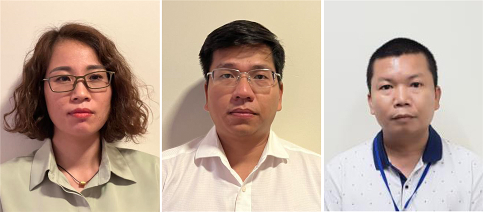 Các bị can từ trái sang phải: Nguyễn Thị Thanh Tâm; Phạm Viết Anh Vũ; Nguyễn Thành Trung. (Nguồn: Bộ Công an)