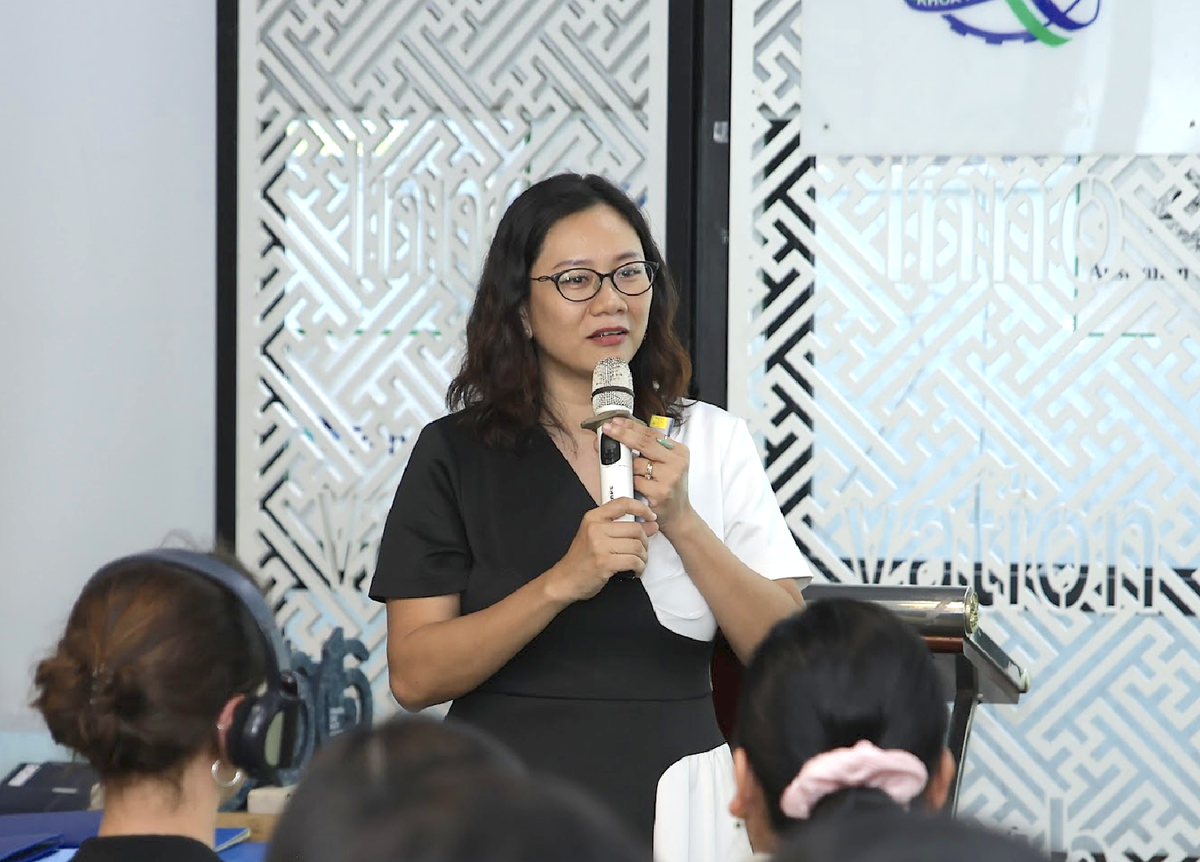Bà Nguyễn Hương Quỳnh, CEO BambuUP chia sẻ tại Demo Day chiều 04/04.