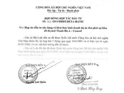 "Hợp đồng hợp tác đầu tư" và con dấu, chữ ký của Nguyễn Anh Quân "Hợp đồng hợp tác đầu tư" và con dấu, chữ ký của Nguyễn Anh Quân