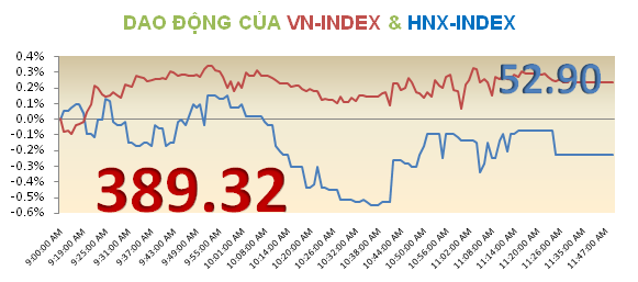 Phiên sáng 1/11: Thanh khoản thấp, 2 sàn trái chiều ảnh 1