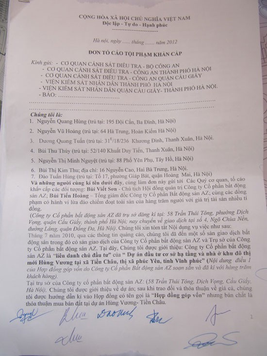 Khách hàng tố AZland có hành vi lừa đảo chiếm đoạt tài sản ảnh 1