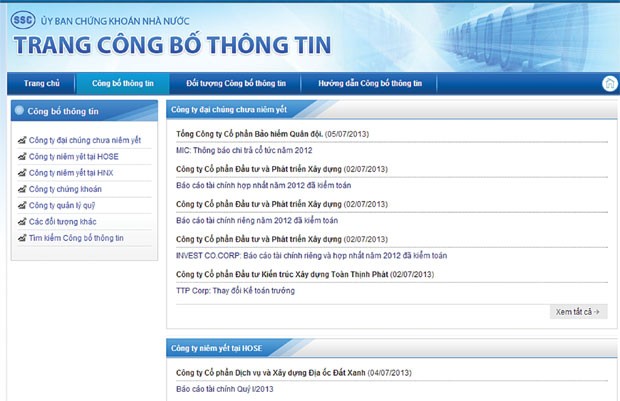 Băn khoăn hệ thống công bố thông tin mới ảnh 1