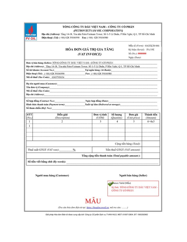 PVOIL chính thức áp dụng hóa đơn điện tử từ ngày 1/7/2019 ảnh 1