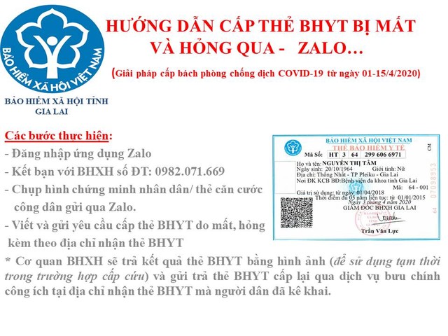 Gia Lai: Cấp thẻ bảo hiểm y tế qua mạng Zalo trong thời gian cách ly xã hội ảnh 1