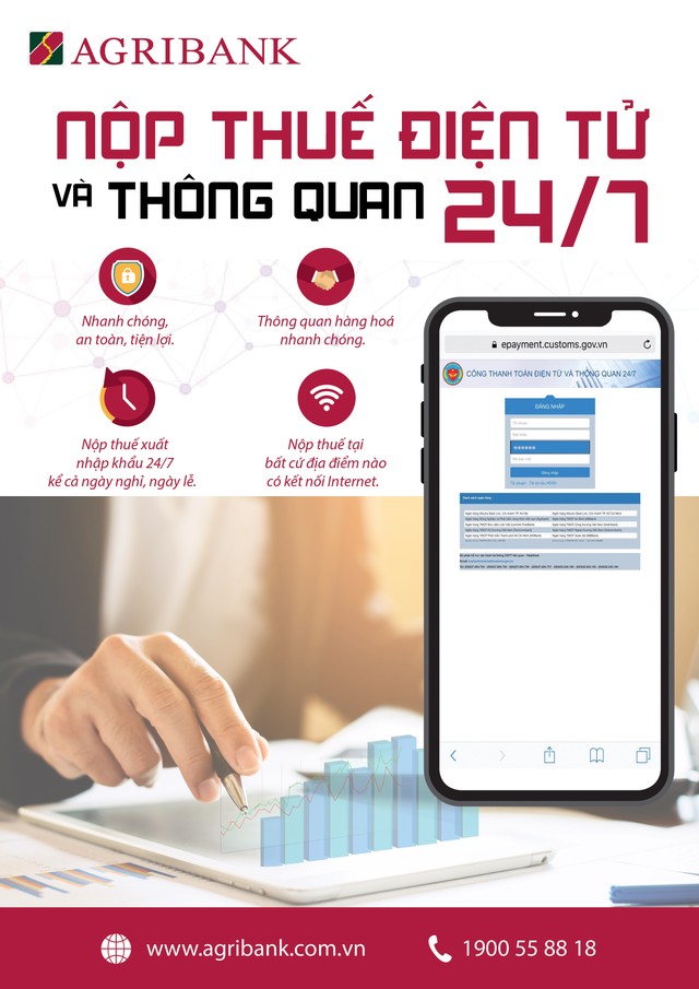 Agribank triển khai dịch vụ nộp thuế điện tử và thông quan 24/7 ảnh 1