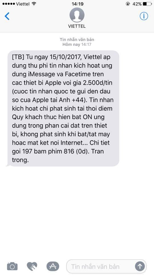 Viettel nói gì về việc thu phí kích hoạt Face Time và iMessage trên iPhone? ảnh 1