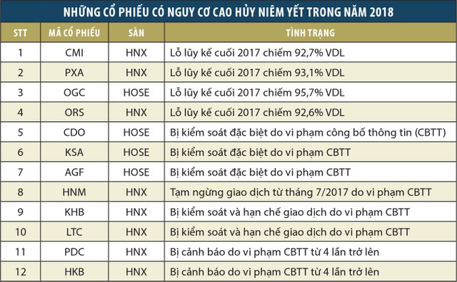 Những cổ phiếu có nguy cơ sớm huỷ niêm yết ảnh 2