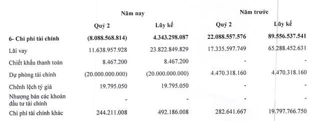 Chi phí tài chính quý II âm do hoàn nhập chi phí tài chính
